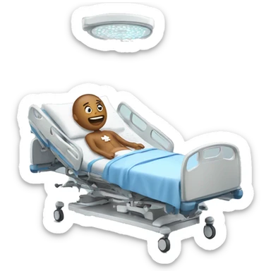 patient in a hospital bed sticker