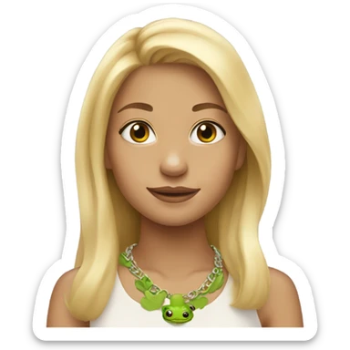 Blonde girl wearing frog necklace sticker