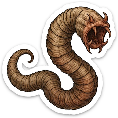 stylized intestinal parasite, menacing appearance, isolated white background, medical illustrative style, clear details sticker
