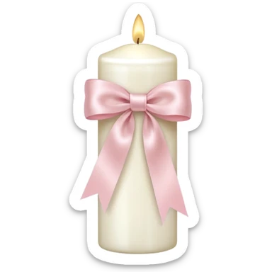 make a white candle with a light pink ribbon bow sticker