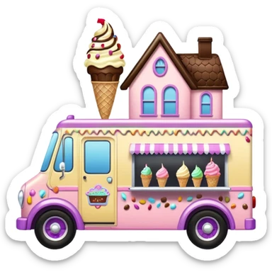 Krazy Ken’s 4wd 1924 racing ice cream with chocolate, nuts and sprinkles dream house food truck  sticker