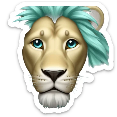 lion with a gold and silver hair and shine aqua eyes sticker
