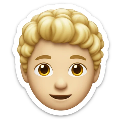 Niño de piel blanca pelo con un fadecut rubio y laptop marca apple sticker