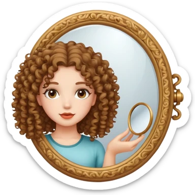 specchio e ragazza riccia sticker