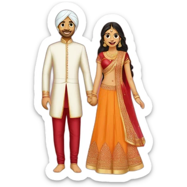 indian sangeet bride and groom sticker