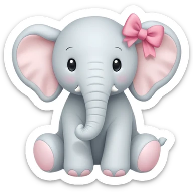 jellycat plush white Elephant with a bow sticker