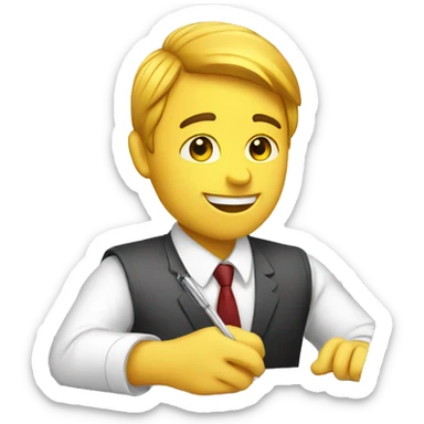 Sales man writing an offer sticker