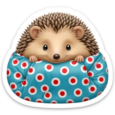 hedgehog in tiny pajamas curled up sticker