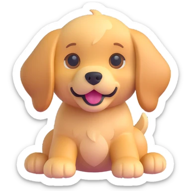 Change the Corgi dog to a golden retriever puppy in the same 3D emoji style, keeping the rest of the image unchanged and the background transparent. sticker