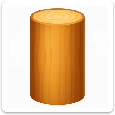 Create an emoji of a log exactly like the reference image but without the face and arms. The style should be iOS emoji style with a smooth, shiny wood texture and the log should be upright. Add a subtle highlight to the log. sticker