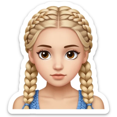 Beautiful character with Dutch braids, long dramatic eyelashes, and a very attractive face sticker