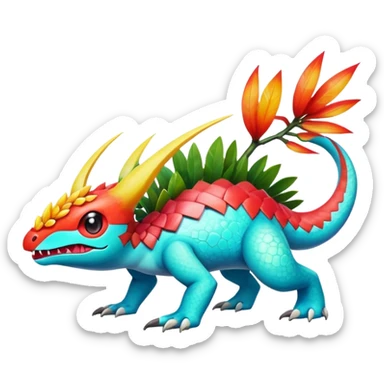 Colorful Exotic Tropical Pokémon-Fakémon-hybrid-creature (full body) sticker