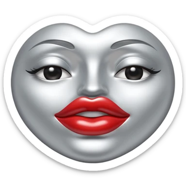 A seductive pair of slightly parted lips emoji made of liquid silver chrome, smooth glossy metallic surface, soft sensual curves, subtle reflections, luxury sexy aesthetic, minimal iOS emoji style, centered composition, clean white background, soft studio lighting, no text sticker