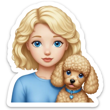 Poodle with a blondie blue eyed girl sticker