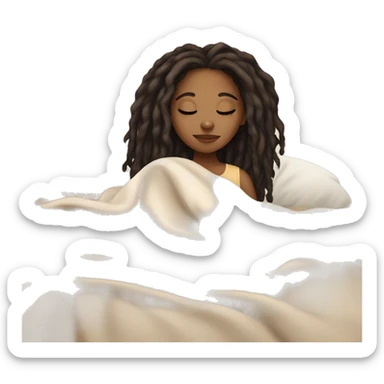 Brown girl with black brown ombré medium length dreadlocks hair and light skin sleeping with blanket on sticker