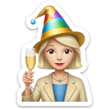 party hatted old girl sticker