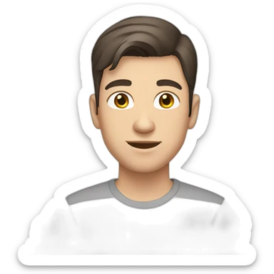 young caucasian male with darkbrown hair, shaved sticker