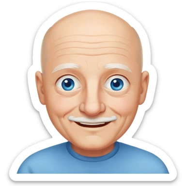 Abuelo italiano piel blanca y ojos azules calvo, sin bigote con una expresión cálida y sonriente  sticker