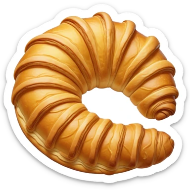 Cinematic Realistic Croissant Pastry Emoji, depicted as a flaky, buttery crescent with a golden, crisp exterior rendered with exquisite detail and warm, inviting lighting. sticker