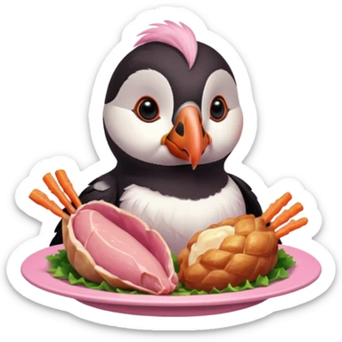 pink puffin pink roast dinner sticker