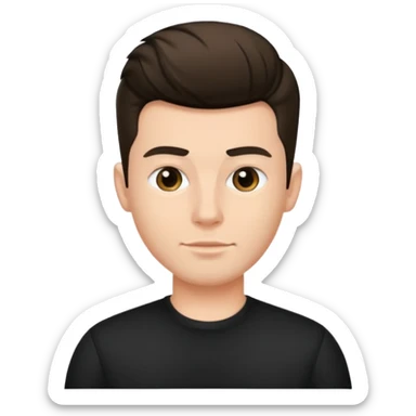 a guy with pompador haircut, clean look wearing black shirt sticker