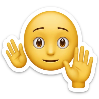 A straight face emoji with a slight look of disgust, a horizontal hand where the neck would be. All yellow. It should be a normal emoji with no body parts except the floating hand. One hand. sticker