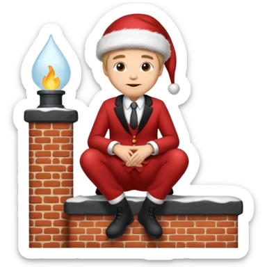 Cristmas male sit down on a chimney sticker