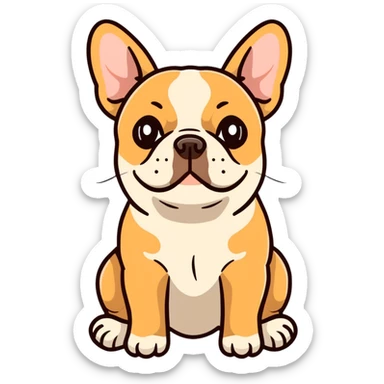 cute tan french bulldog head with characteristic facial features sticker
