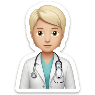 androgynous medium tone skin physician, NO stethoscope around neck sticker