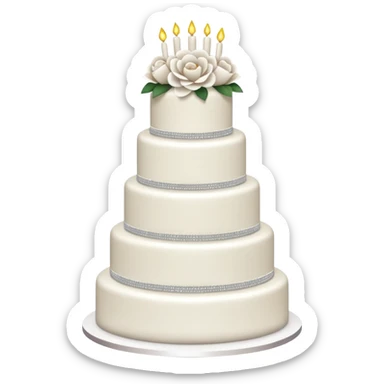 white wedding cake with floral decorations and sparkle effect sticker