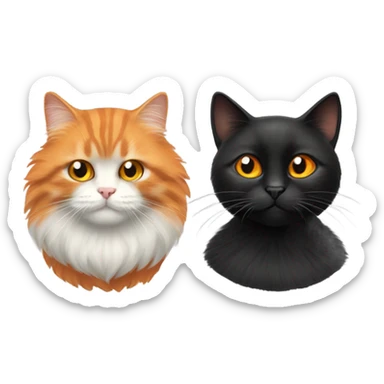 Orange cat and Black fluffy cat as worriers sticker