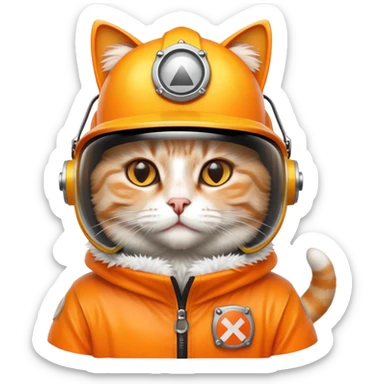 Cat in a hazmat helmet sticker