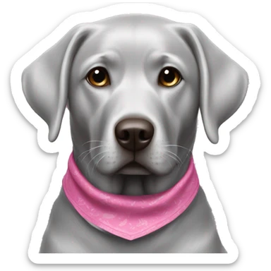 Silver Lab wearing pink bandana sticker