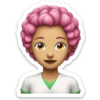 Mujer de pelo verde con cuatro ojos hada piel rosada sticker