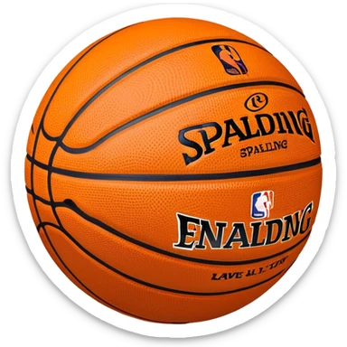 Minimalist basketball with Spalding and NBA logos, orange with black lines sticker