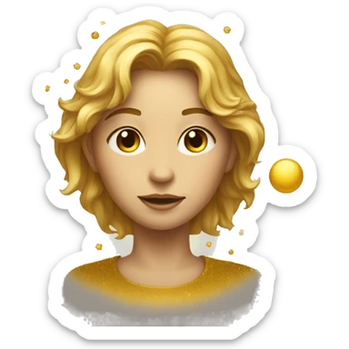 Person wearing t shirt filled with golden galaxies celestial sticker