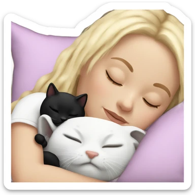 White girl blonde hair sleeping with black and white kitty sticker