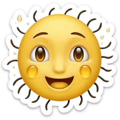 😊🥺 these emojis but with flies around it and its happy yellow face emoji sticker