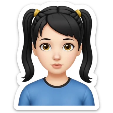 white girl with pig tails haircut black sticker