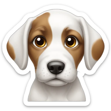 bodegueiro tricolor puppy ears up white body blind left eye sticker