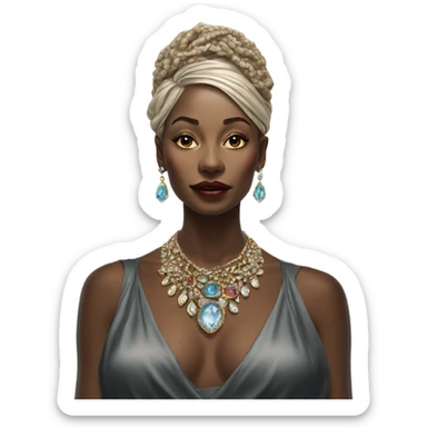 Hyper Realistic lady portrait wearing beautiful jewelry sticker