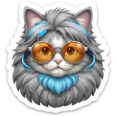cat with sunglasses and magical, voluminous studio hair sticker