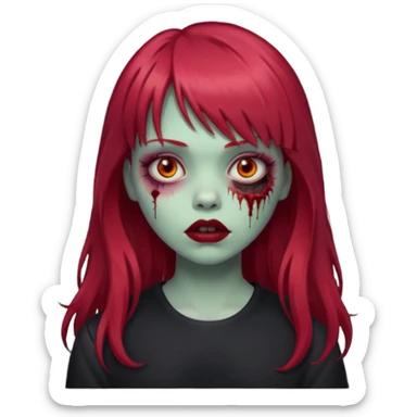 Uma menina de franja cheia, cabelos vermelho zumbi sticker