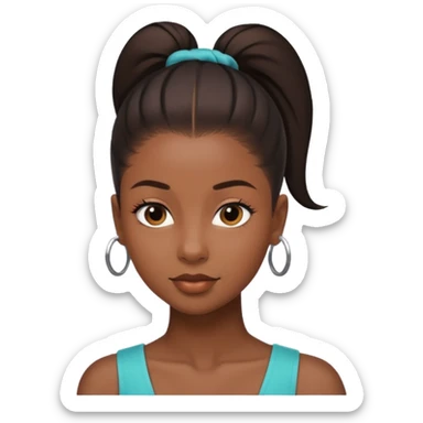 black girl with slick back ponytail  sticker