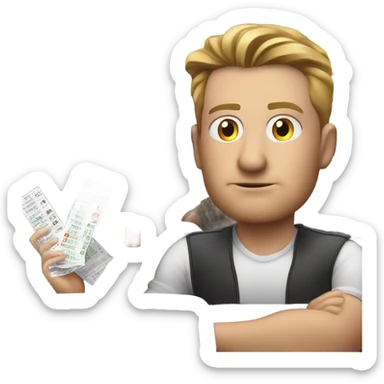 White male sports gambler sticker