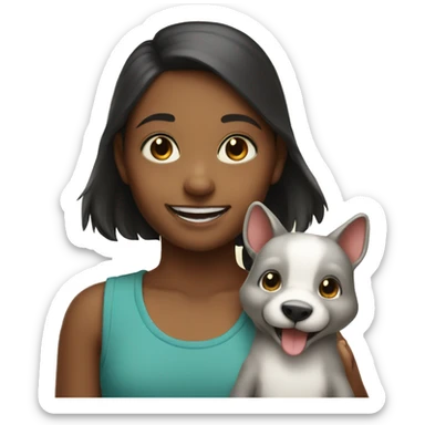 smiling girl with animal friend no hat sticker
