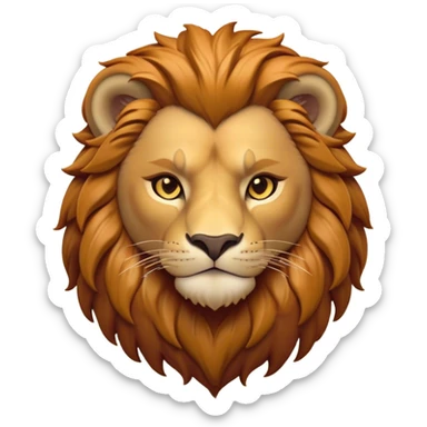 Cinematic Noble Lio Cub Portrait Emoji, Poised and regal, with a powerful, muscular build and a majestic, tawny mane, deep-set soulful amber eyes, Simplified yet sharp and sophisticated features, highly detailed, glowing with a warm, dignified glow, high shine, intelligent and fierce, stylized with an air of wild majesty, focused and attentive, soft glowing outline, capturing the essence of a watchful and confident king, so majestic it feels as though it could roar out of the screen with effortless authority! sticker