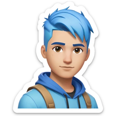 popular fortnite streamer with a low taper fade and blue hair sticker