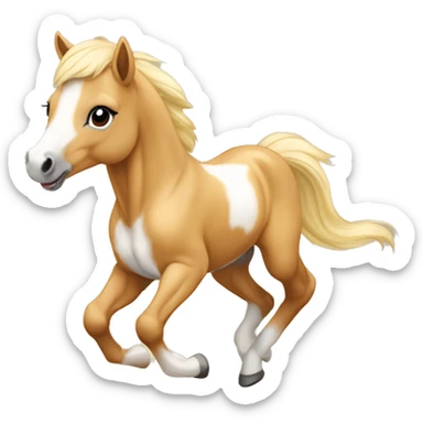 Piebald palomino yellow brown horse foal baby running sticker