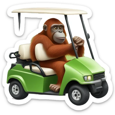 Orangutan driving golf cart sticker